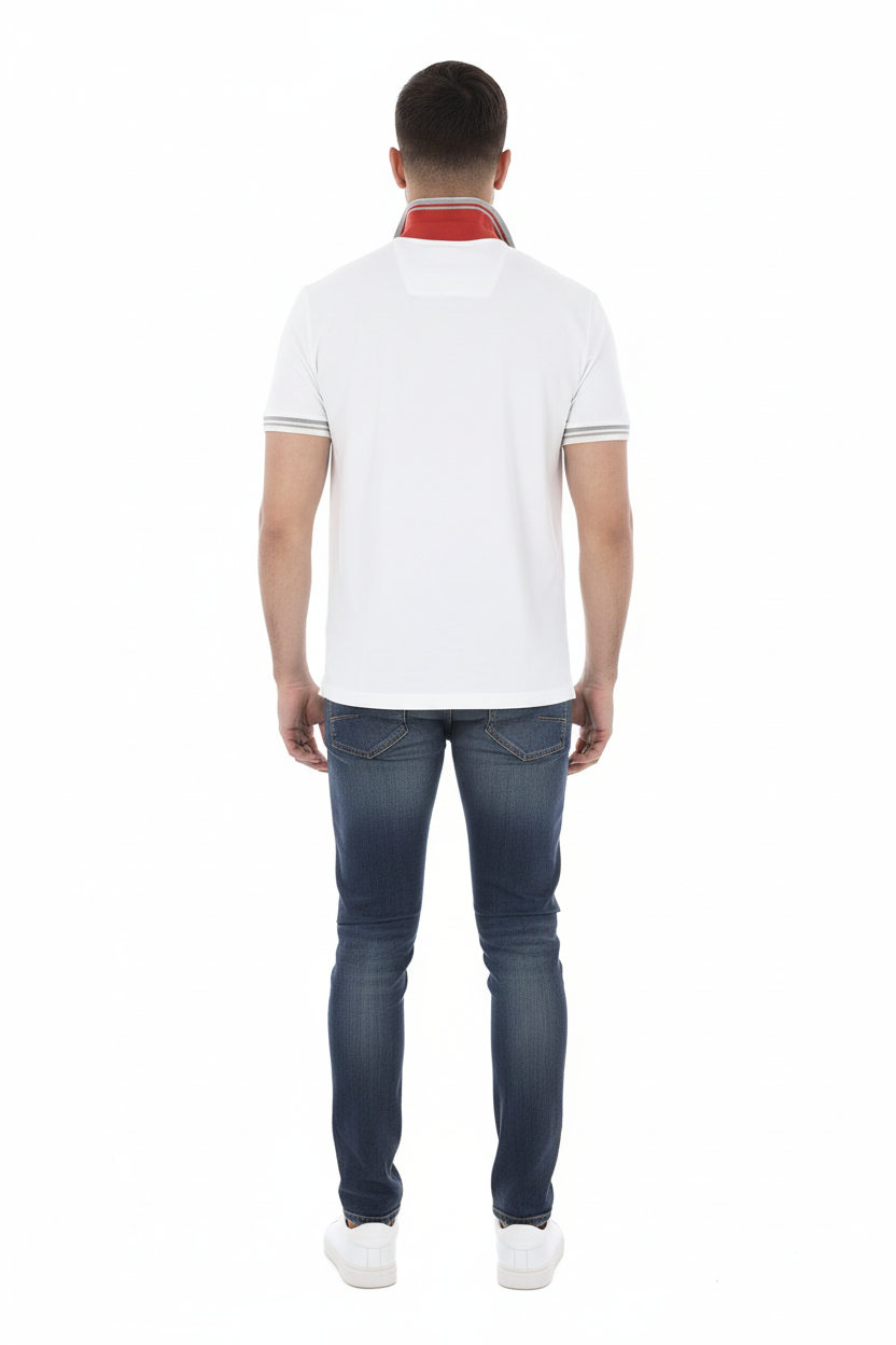 GUESS Polo Uomo U82I05JR02F Bianco - Vista Retro