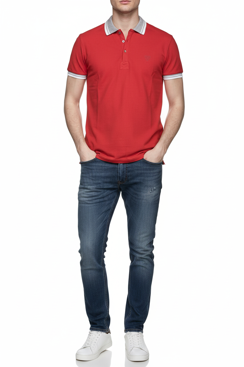GUESS Polo Uomo U82I05JR02F Rosso - Vista Fronte