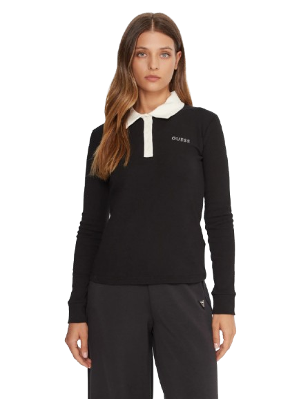 GUESS Polo Donna Manica Lunga V5BP12 K1891 Nero