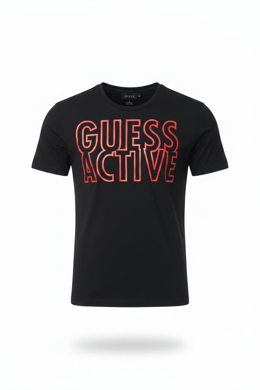 GUESS T-Shirt Active Jet Black - Ghost Mannequin