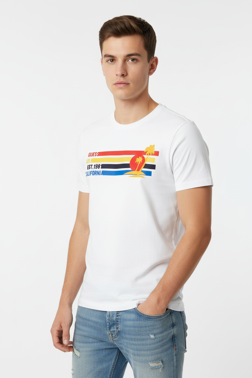 Guess T-Shirt Uomo California Bianca - Modello
