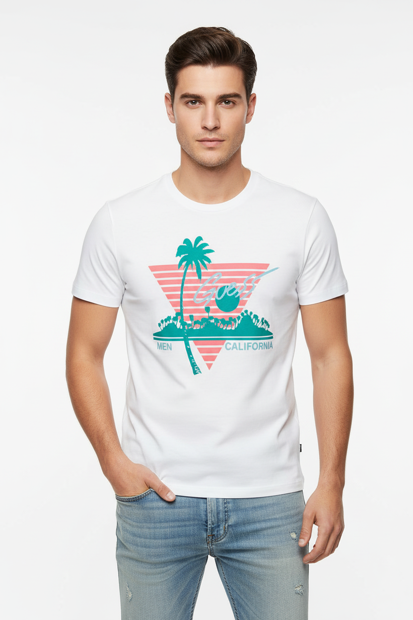Guess T-Shirt Uomo F92I03 Men California Bianco - Modello