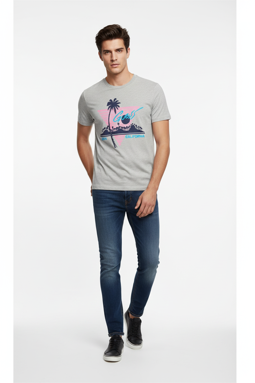Guess T-Shirt Uomo F92I03 Men California Grigio - Modello