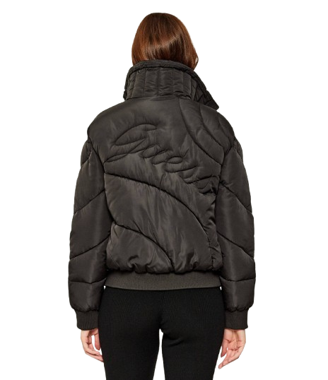 GUESS Giubotto donna Dora Detachable -Knit Collar Nero