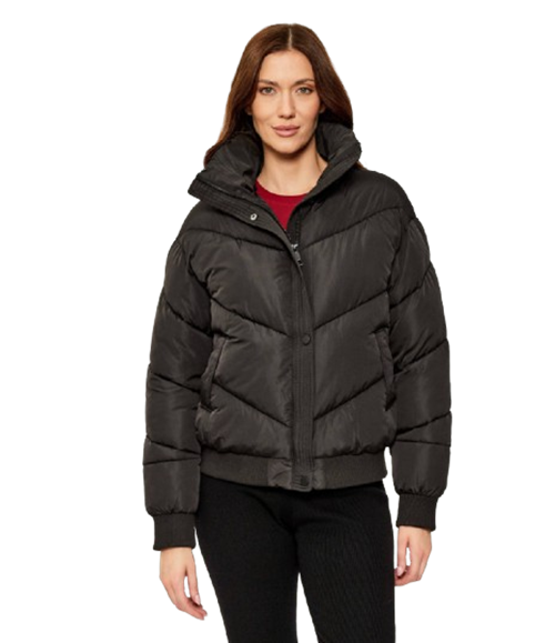 GUESS Giubotto donna Dora Detachable -Knit Collar Nero