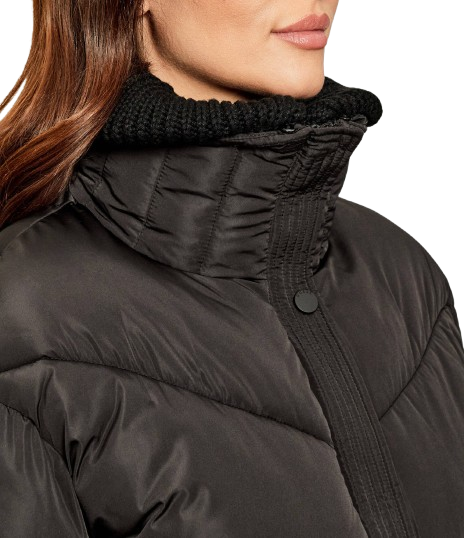 GUESS Giubotto donna Dora Detachable -Knit Collar Nero