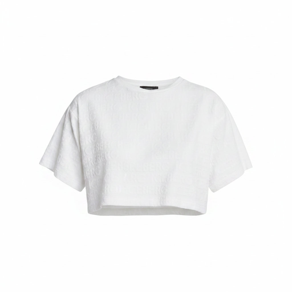 Iceberg Crop T-Shirt Bianca Ghost Mannequin
