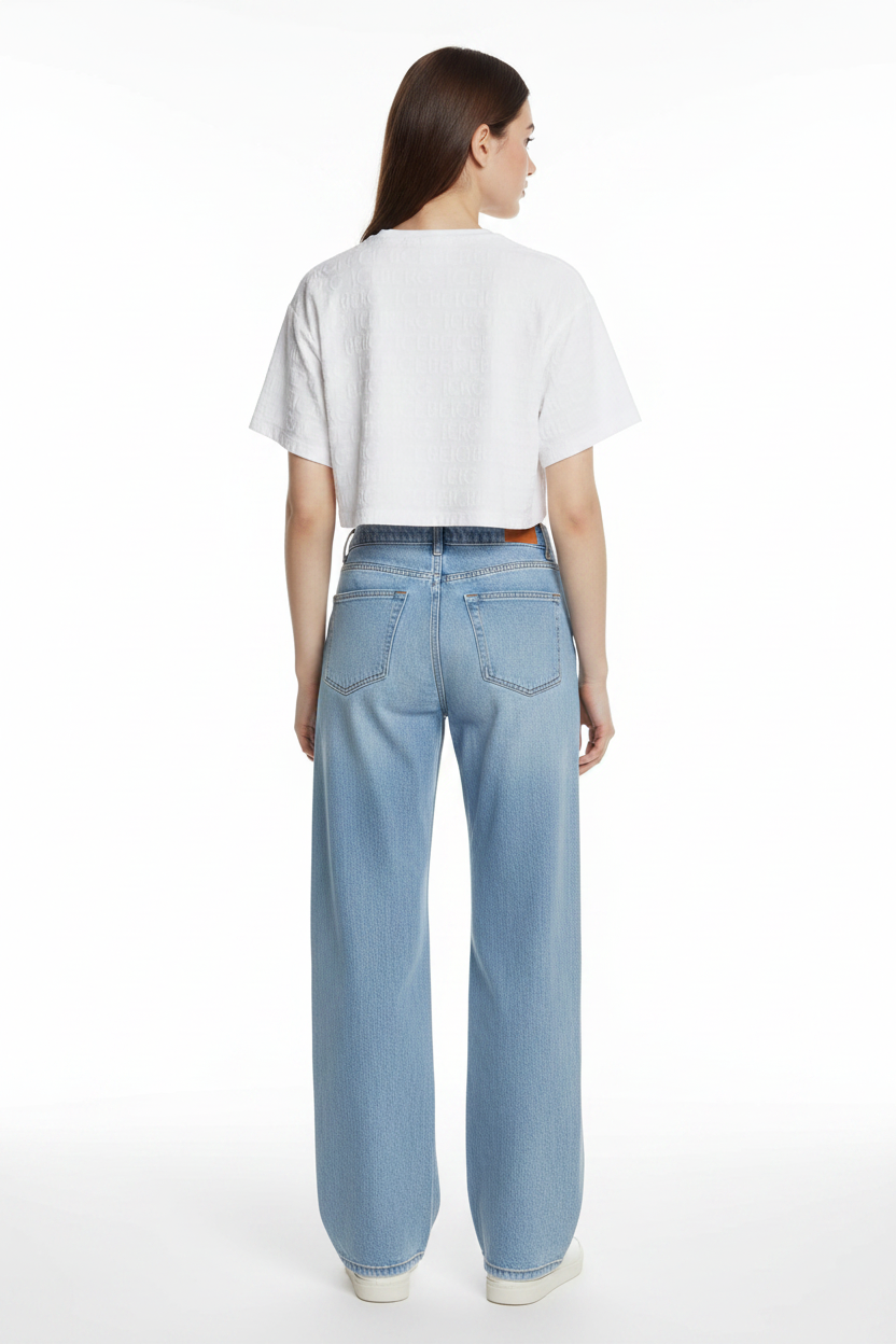 Iceberg Crop T-Shirt Bianca Vista Posteriore