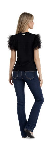 Nosecrets T-Shirt Donna Maniche Tulle 251NS185 Nero