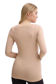 Emporio Armani Fluid Viscose Long Sleeve T-Shirt Donna Beige