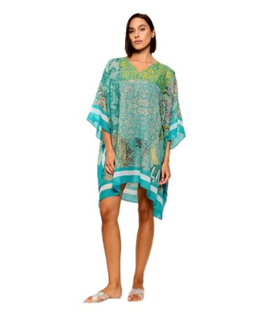 Liu Jo Kaftano in Chiffon Stampato Verde Acqua – VA6084