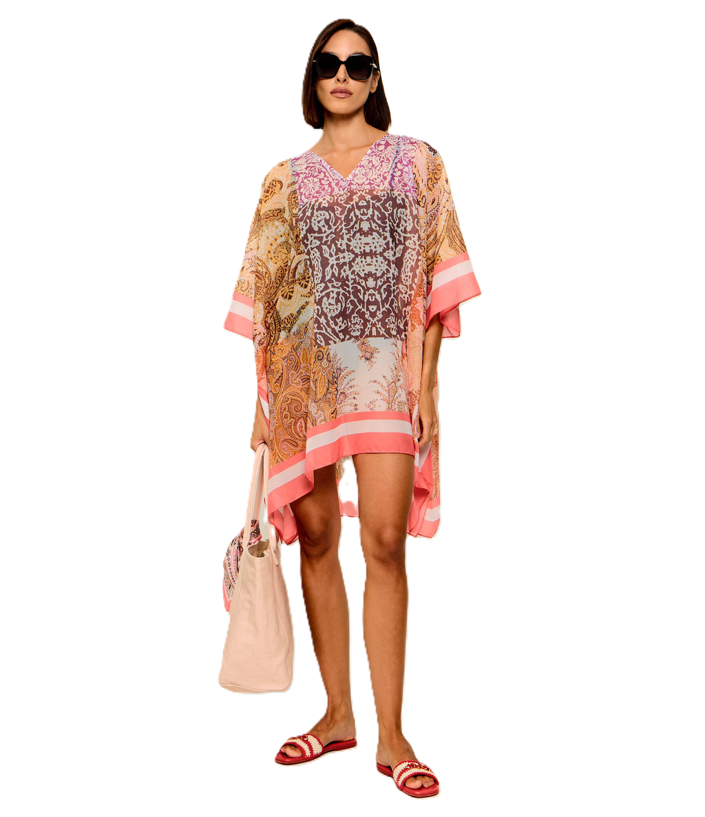 Liu Jo – Kaftano in Chiffon Stampato Multicolore Beige | VA6084