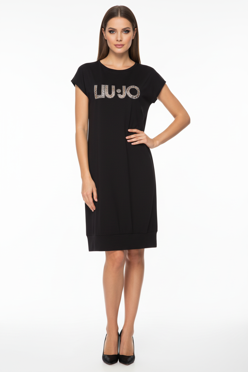 Liu Jo Abito Jersey Logo Strass con modella