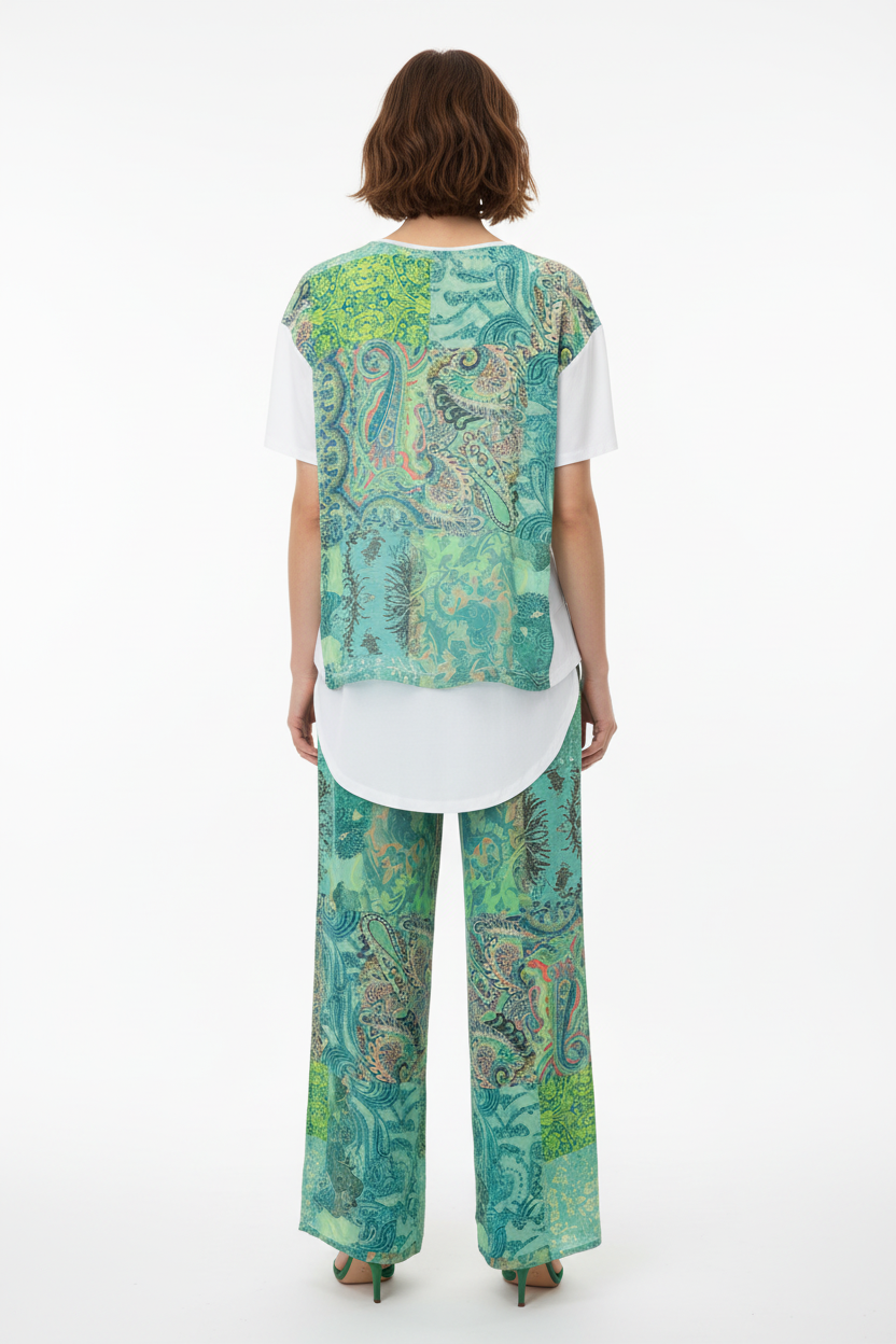 Liu Jo T-Shirt Viscosa Over Bimateriale - Vista Posteriore con Modella