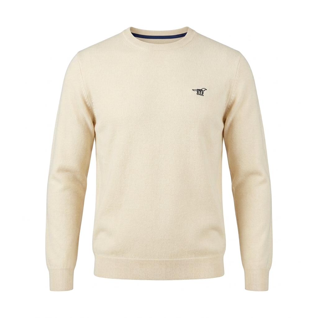 Maglione ghost mannequin con bordino blu interno al collo