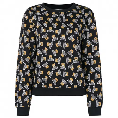 Moschino – Felpa Girocollo Donna Stampa Allover Teddy Bear Toy | Nero