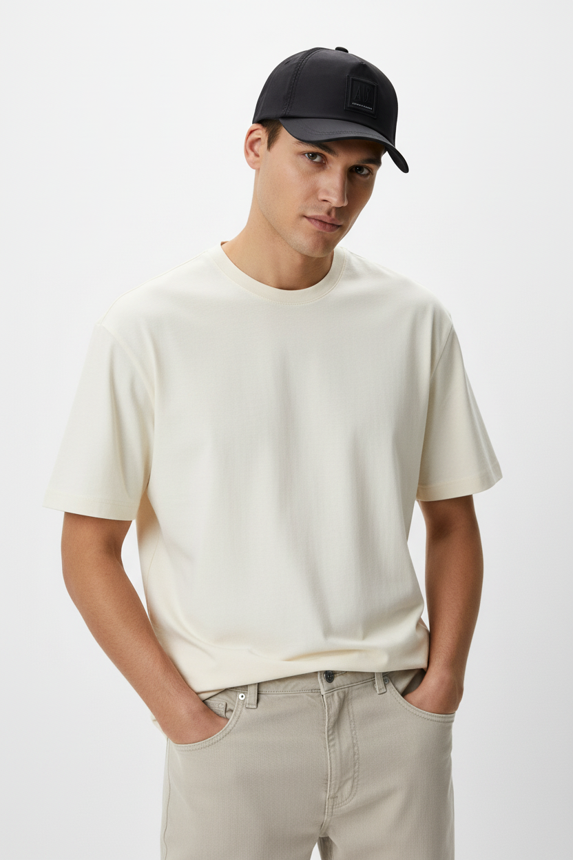 Modello con cappellino Armani Exchange nero