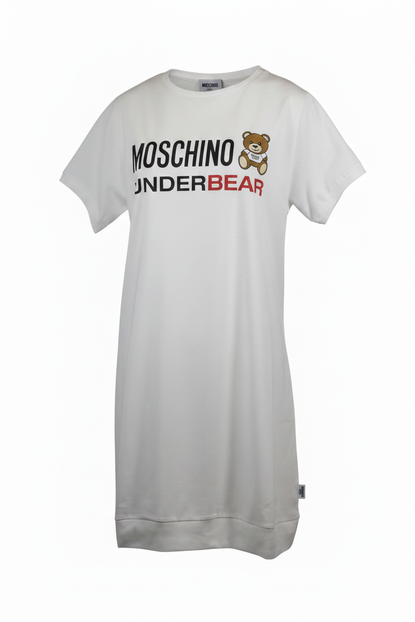 Moschino Abito Donna A1916 Teddy Underbear Bianco - Ghost Mannequin Frontale