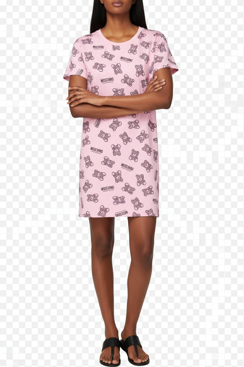 Moschino Abito T-Shirt Rosa Teddy Bear Modella