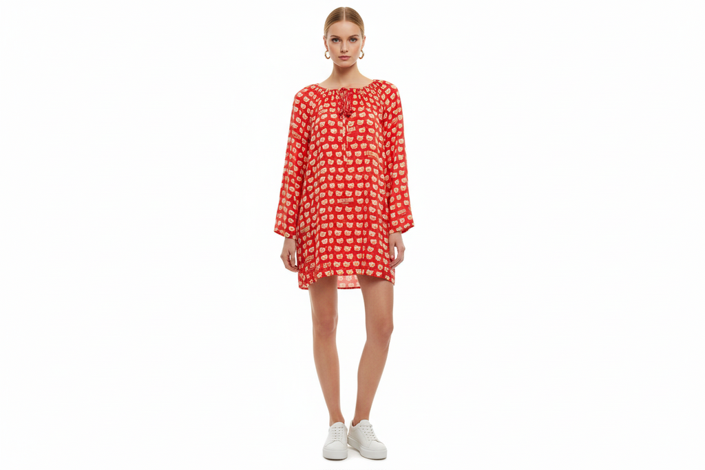 Moschino Abito Corto Oversize A2616 Stampa Allover Orsetti