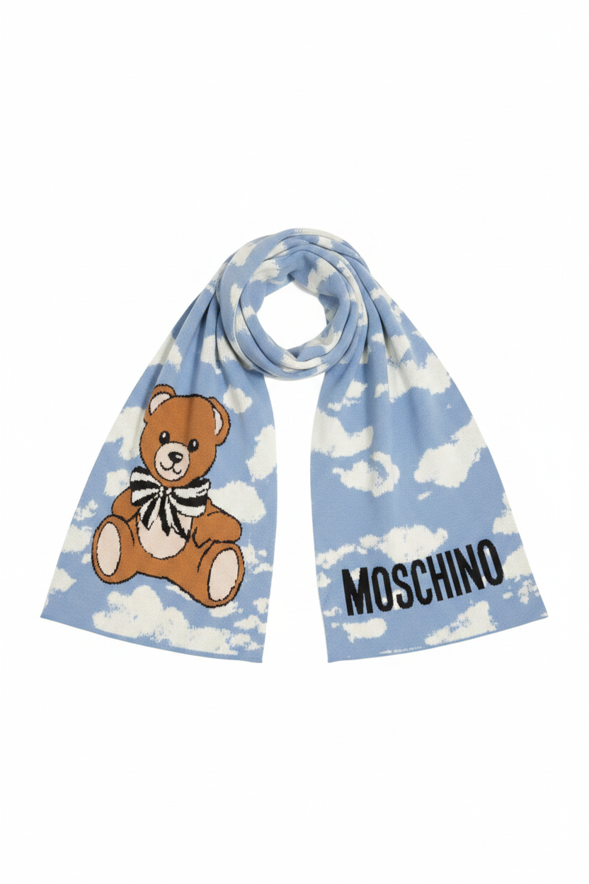 Moschino Sciarpa Teddy Bear Nuvole Azzurre - Ghost Mannequin