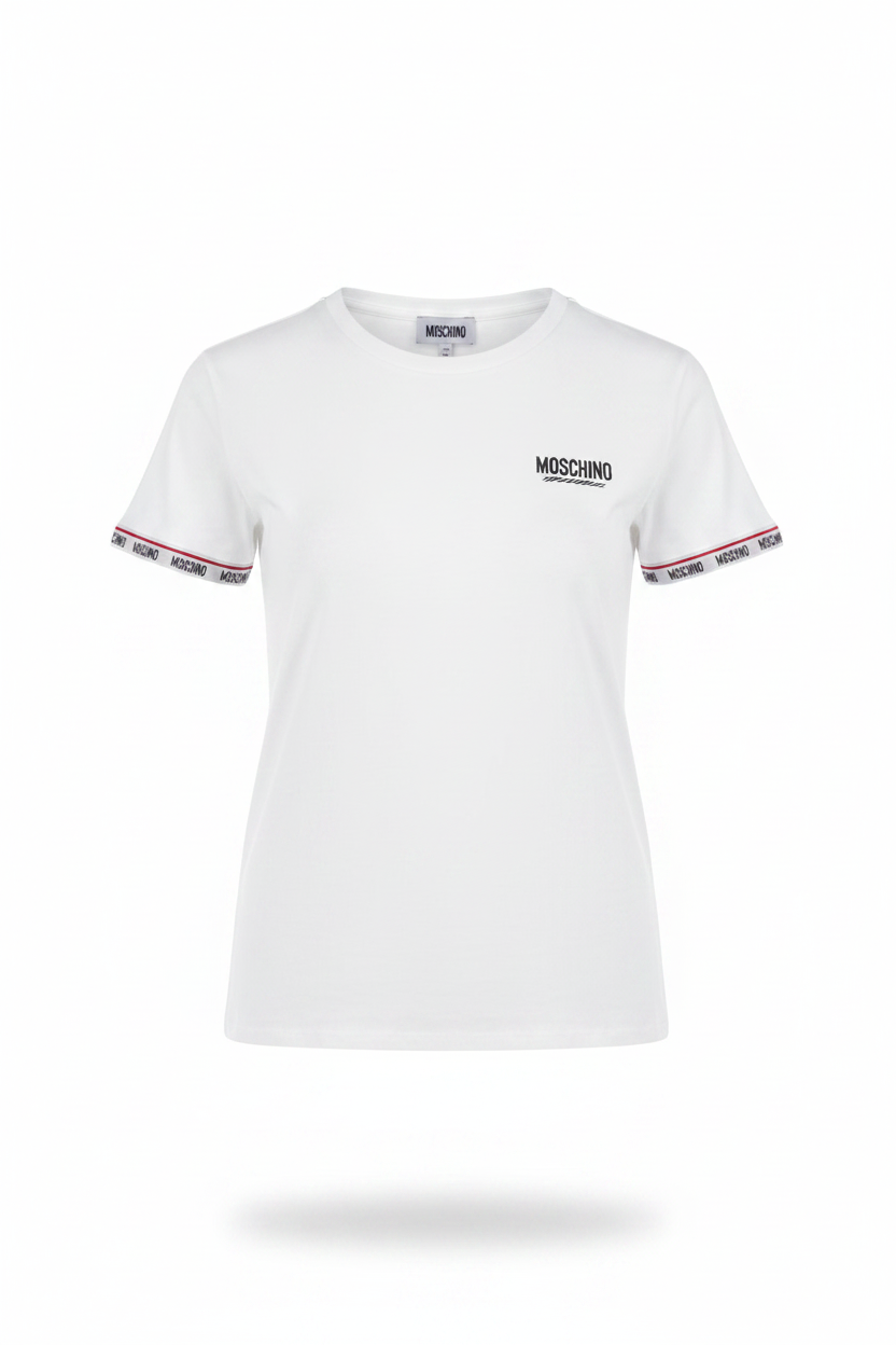 Moschino T-Shirt A1905 Banda Elastica Logo Bianco - Ghost Mannequin