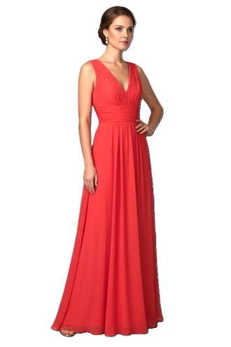 Nosecrets Abito Lungo Drappeggio Vita 221NS205 - Corallo