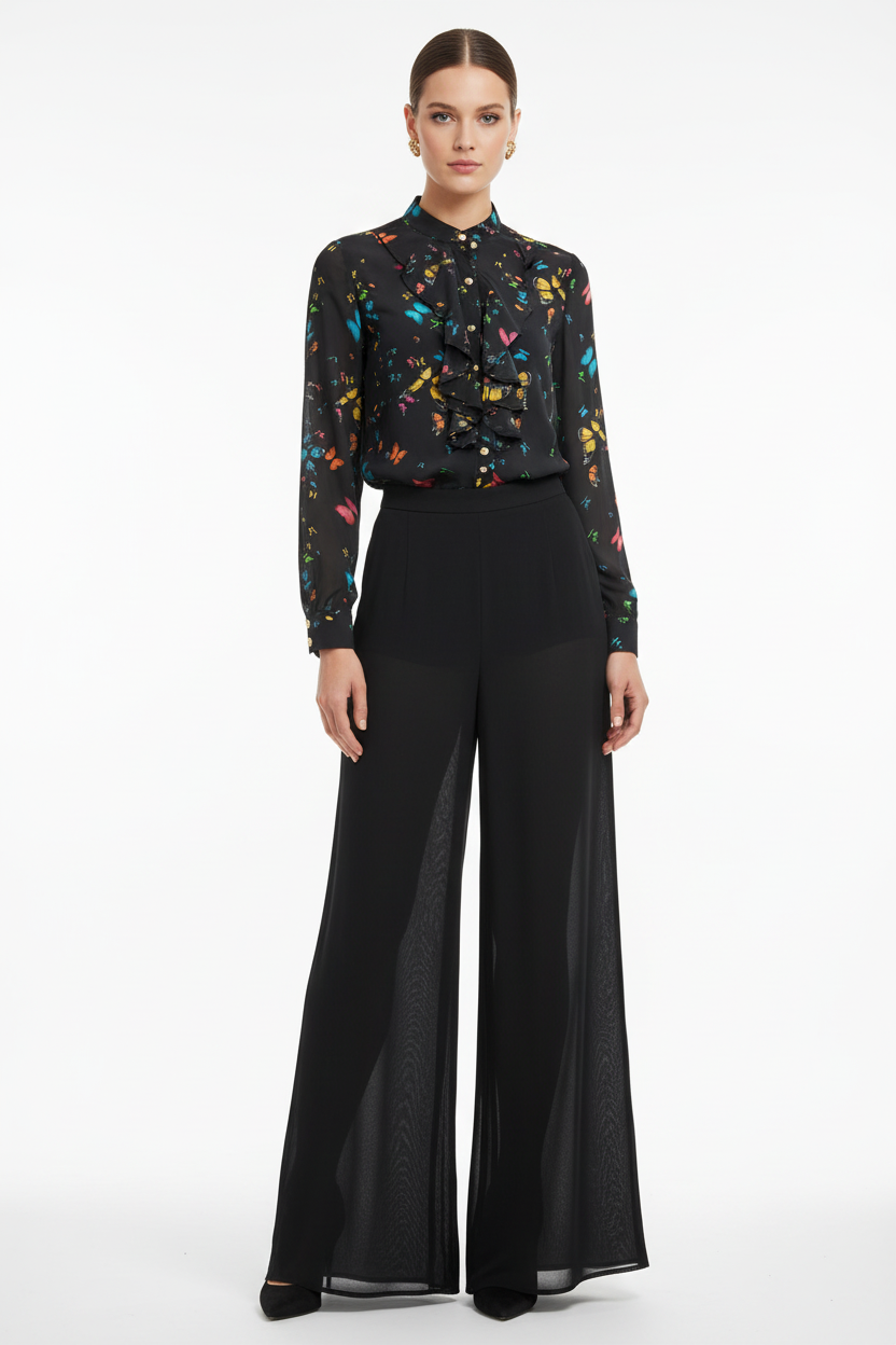 Nosecrets Camicia Jabot Farfalle con modella