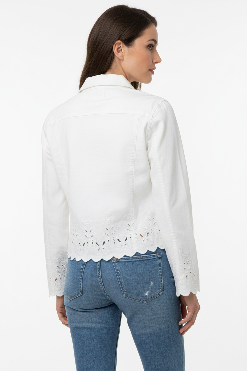 Nosecrets Giubbino Drill Ricamo Farfalle - vista retro