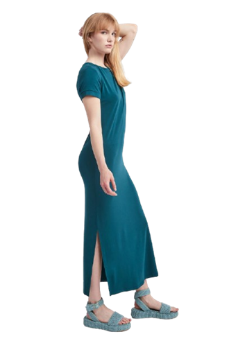 Emporio Armani Abito Lungo Donna Verde Tropicale in Viscosa Jersey