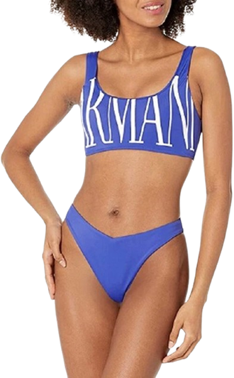 Emporio Armani Bikini Set Donna – Top & V-Brazilian Sustainable Bold Logo Lycra | Bluette