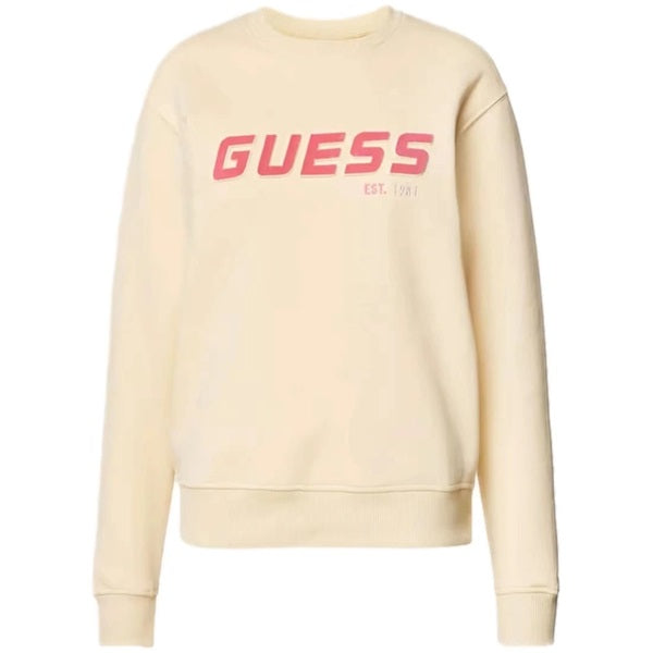GUESS Felpa Donna con Logo a Rilievo, Creamy Gold