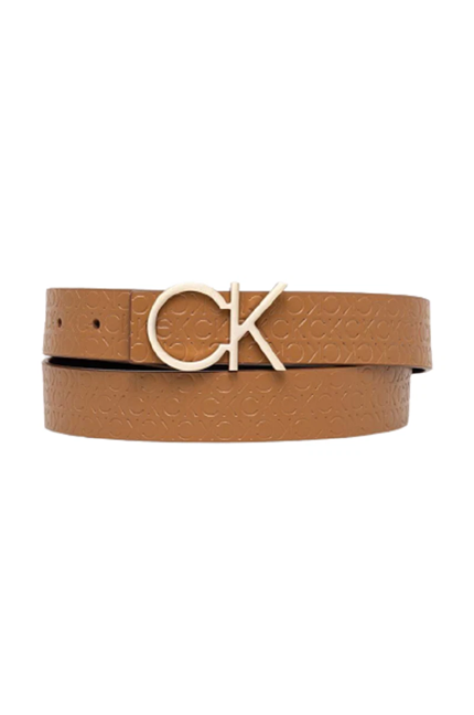 Calvin Klein Cintura Donna Reversibile Logo Color Brown Sugar/Black