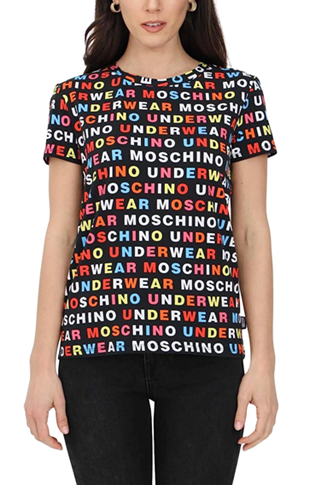 Moschino T-Shirt A19129 Donna con Stampe Lettering Multicolor