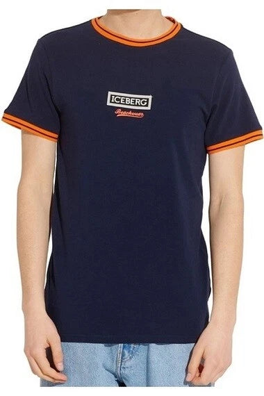 Iceberg T-Shirt Uomo ICE2MTS02 Logo Serie Baseball Navy Blue