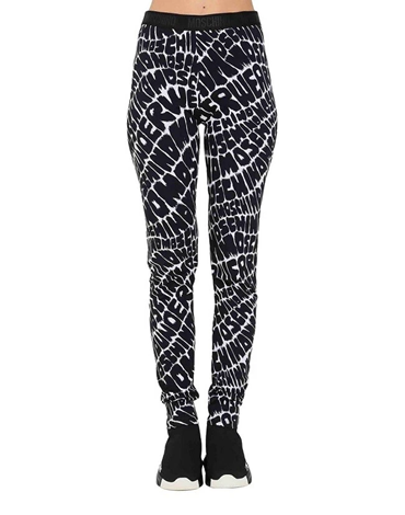Moschino Leggings Nero da Donna con Stampa Logo Allover