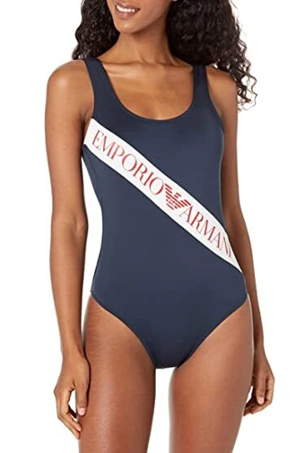 Emporio Armani Costume Donna Body One Piece – Logo Stars & Stripes | Blu Marino