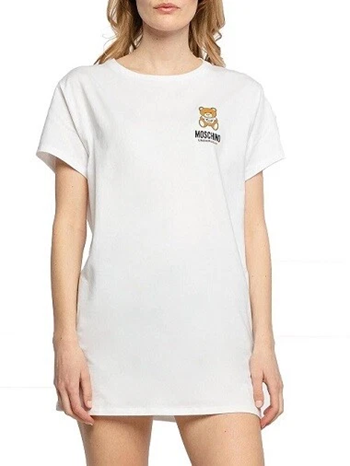 Moschino Abito Donna Bianco Corto Maxi T-Shirt Teddy Bear