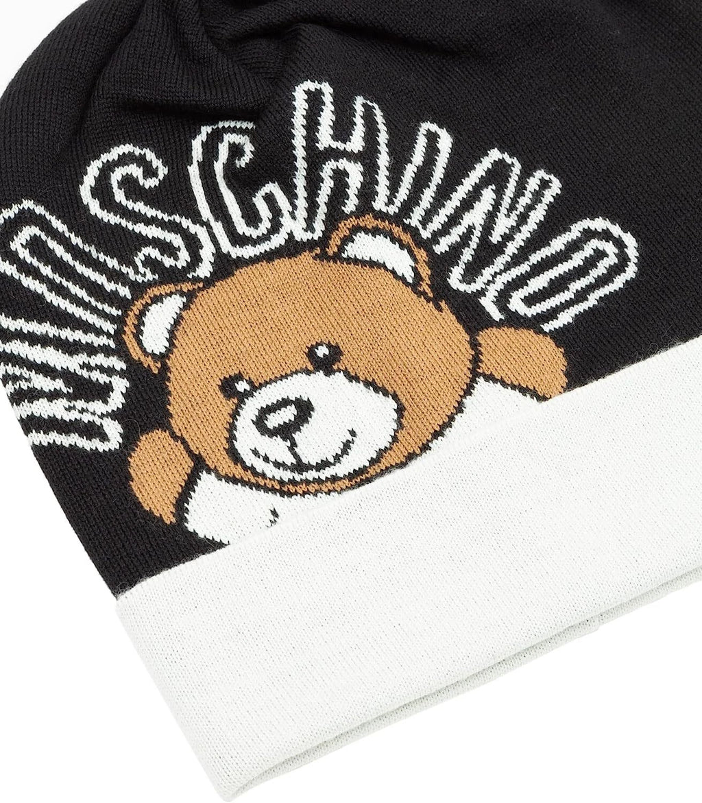 Moschino Berretto Teddy Bear Donna Black - White