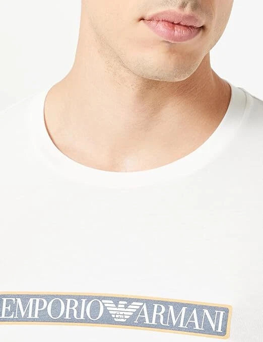 Emporio Armani T-Shirt Logoband Stretch Cotton Uomo, Crema