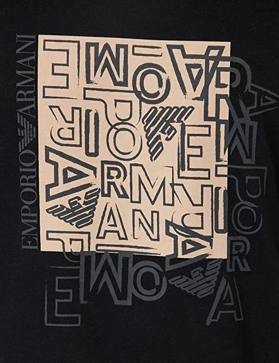 Emporio Armani T-Shirt Uomo Graphic Patterns Crew Neck Nero