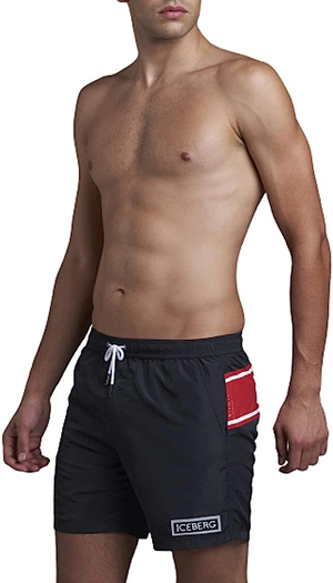 Iceberg Bermuda Mare Uomo ICE1MB02 Bicolor Stampa Logo Nero