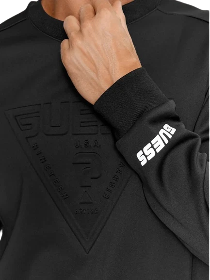 Guess Felpa Uomo Scuba Logo Triangolo a Rilievo Z3BQ06KB212