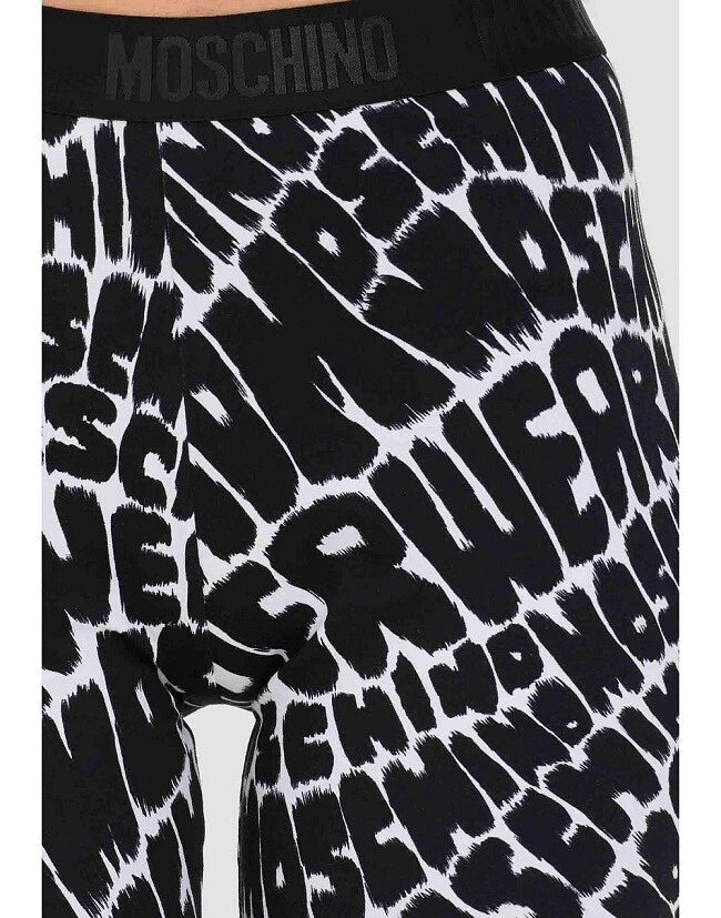 Moschino Leggings Nero da Donna con Stampa Logo Allover