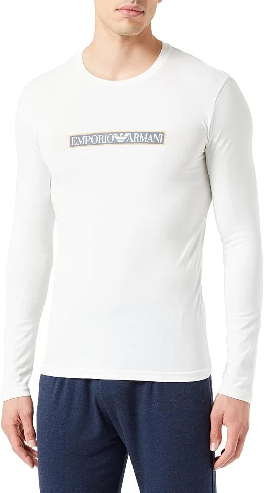 Emporio Armani T-Shirt Logoband Stretch Cotton Uomo, Crema