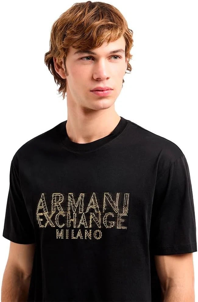 Armani Exchange T-Shirt Uomo Ax Milano Nero & Oro