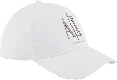 Armani Exchange Unisex Logo Baseball Hat Cappellino, Bianco, Taglia Unica