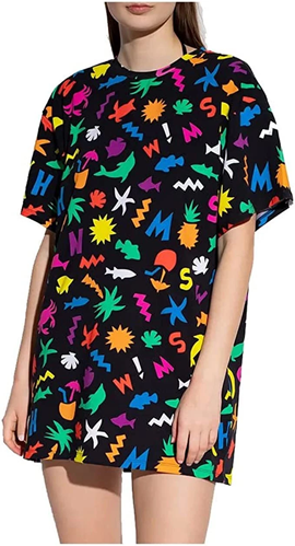 Moschino Vestito Donna A1904 2118 Maxi T-Shirt Stampe Fantasy Summer
