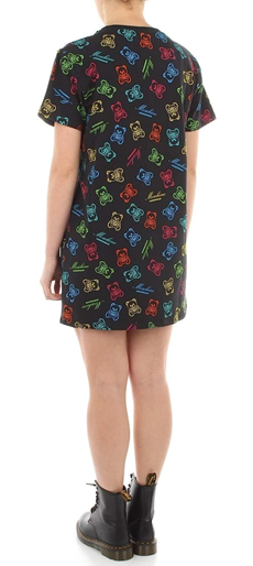Moschino Abito Corto Nero A1907 Donna con Stampa Teddy Bear Multicolor
