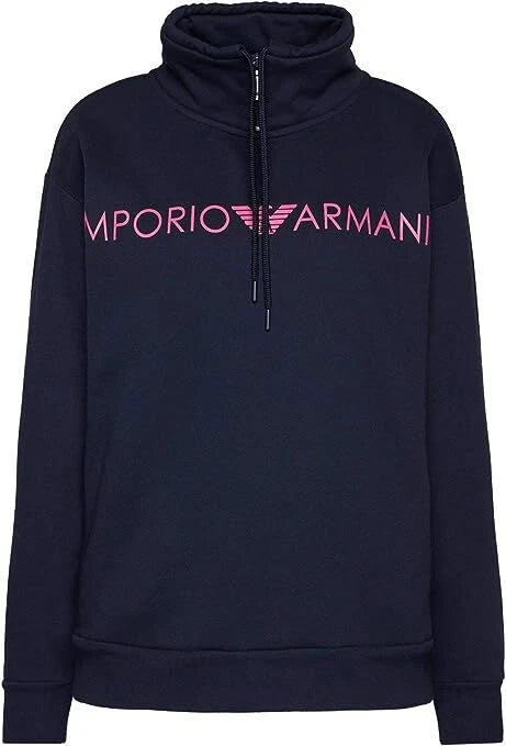 Emporio Armani Felpa Donna Collo Zip Logo Eagle 164385 0A250 00637 Blu